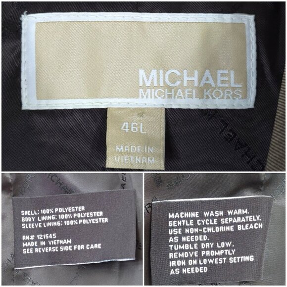 MICHAEL KORS BROWN RAIN COAT MEN'S SIZE 46L FOUR BUTTONS POCKETS LINING *EUC* - Picture 3 of 16